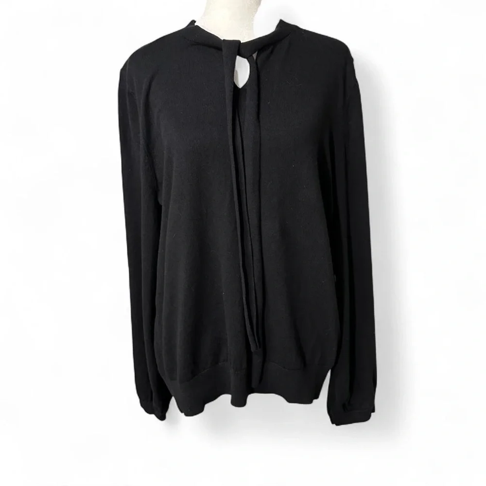 Boden Black Sweater with Neck Tie Size 16/18